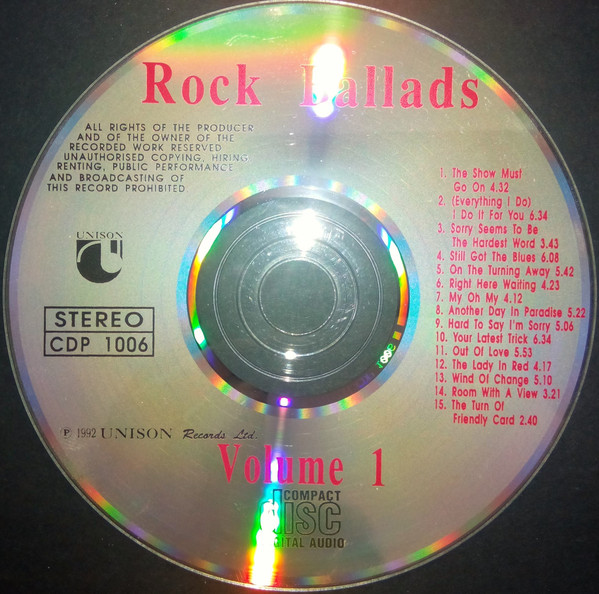 Сборник зарубежных рок баллад слушать. Диск рок баллады. Рок баллады компакт диск. Rock Ballads Vol.1. Rock Ballads collection.