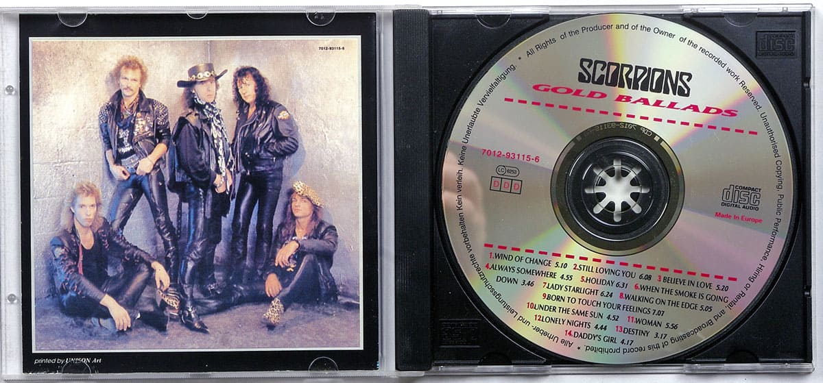 Оригинальная обложка Scorpions  Gold Ballads cd.