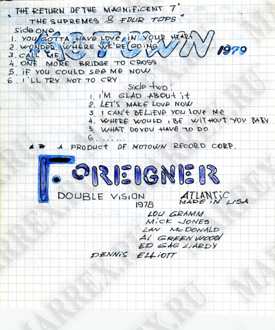  Foreigner ‘Double Vision‘ из тетради.